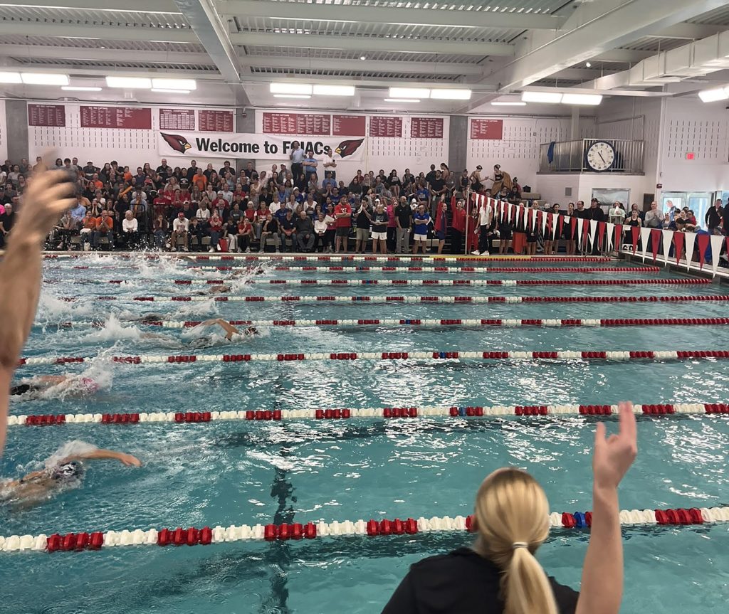 The scene at the FCIAC girls swim finals in Greenwich.