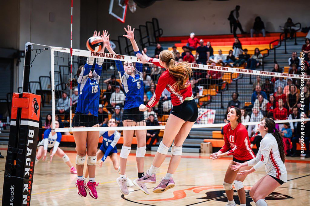 The Greenwich girls volleyball team in action against Fairfield Ludlowe.